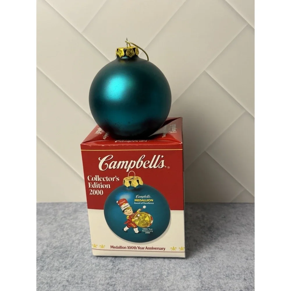 2000 Campbells Soup Collectors Edition Medallion 100th Anniv Ornament w/Box